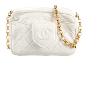 CHANEL white camera bag. Karl Lagerfeld era.